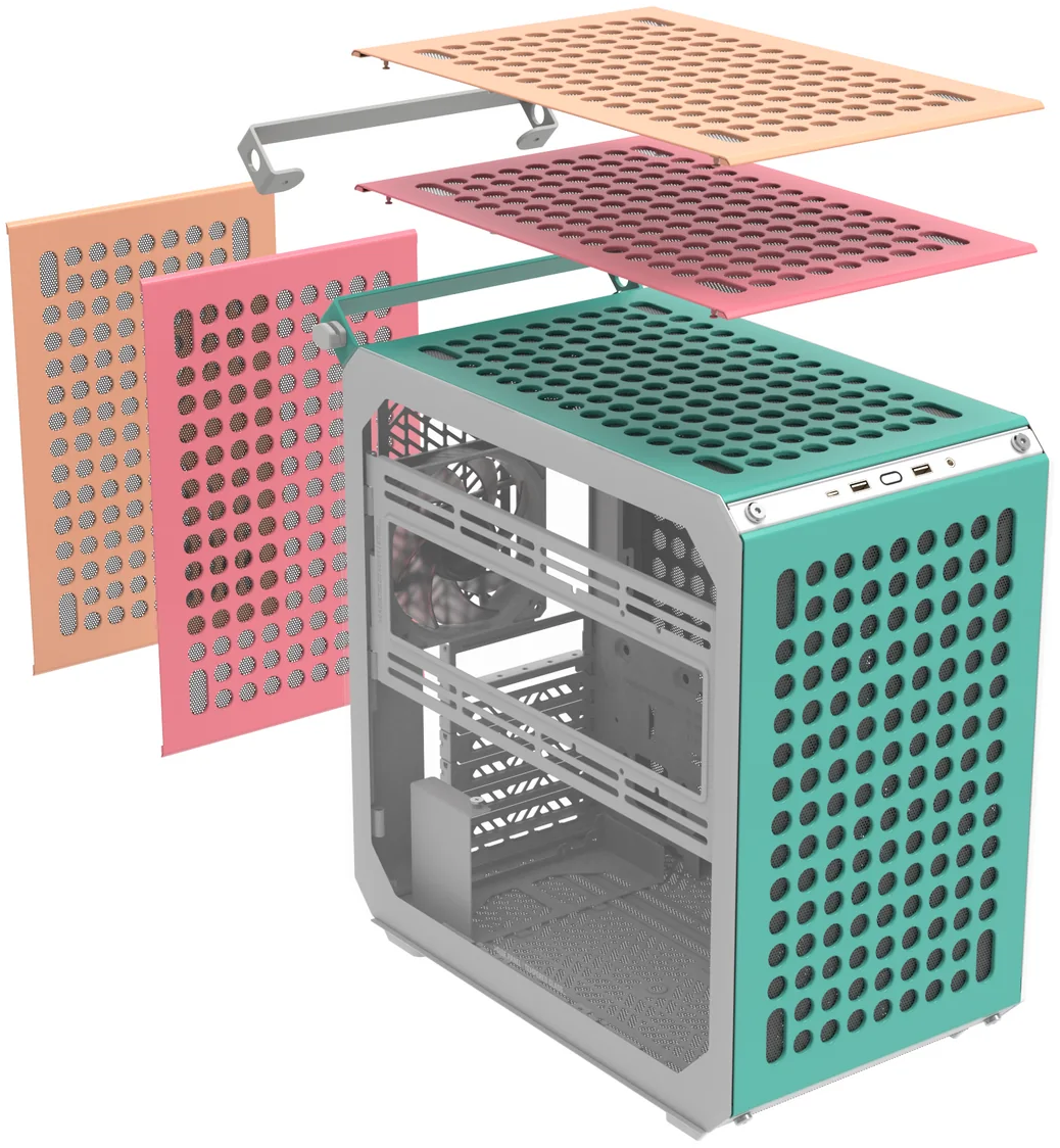 Gabinete Cooler Master Qube 500 Flatpack (Atx, Vidrio Templado) - Macaron Edition